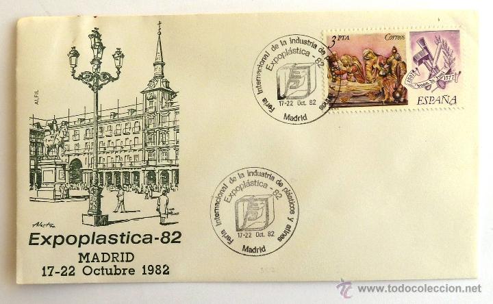Sellos: SOBRE FILATELICO EXPOPLASTICA - 82. MADRID 1982. - Foto 1