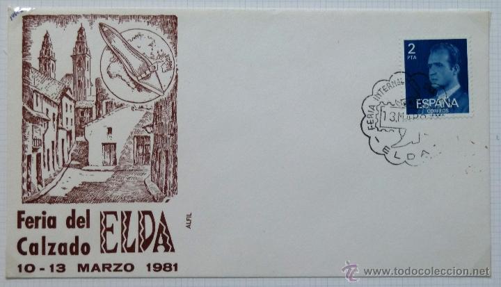 Sellos: SOBRE FILATELICO FERIA DEL CALZADO. ELDA 1981. - Foto 1