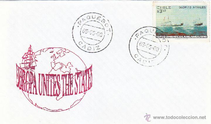 Sellos: BARCOS MARCA NAVAL EUROPA UNITES THE STATES, CADIZ 2000. MATASELLOS PAQUEBOT EN SOBRE. RARO ASI