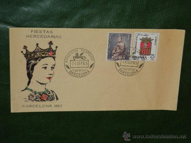Sellos: E65M56: IX EXP.FILATELICA ENASA PEGASO 1965 - SOBRE FIESTAS MERCEDARIAS EDIFIL N.1521, 1523