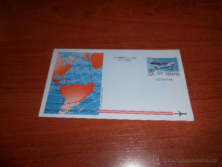 Sellos: SOBRE NUMERADO CORREO A&Eacute;REO AEROGRAMA - Foto 1
