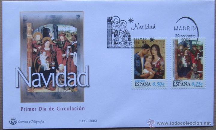 Sellos: SOBRE PRIMER D&Iacute;A CIRCULACI&Oacute;N, 2002, NAVIDAD - Foto 1