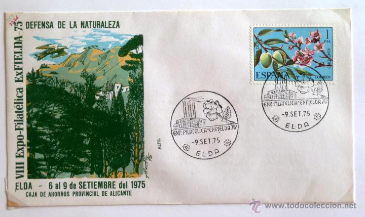 Sellos: SOBRE FILATELICO EXFIELDA 75. ELDA 1975. - Foto 1