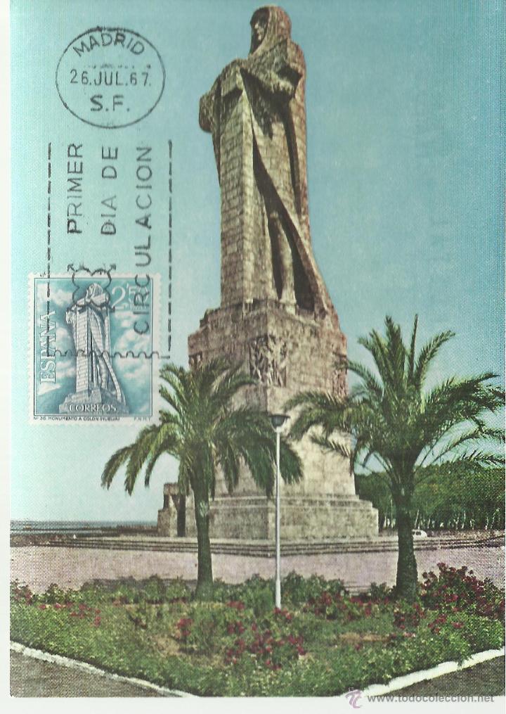 Sellos: ESPA&Ntilde;A TARJETA MONUMENTO A COLON HUELVA - Foto 1