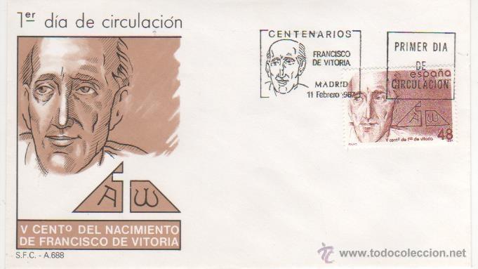 Sellos: CENTENARIOS.- V CENTENARIO DEL NACIMIENTO DE FRANCISCO DE VITORIA.-1987 - Foto 1