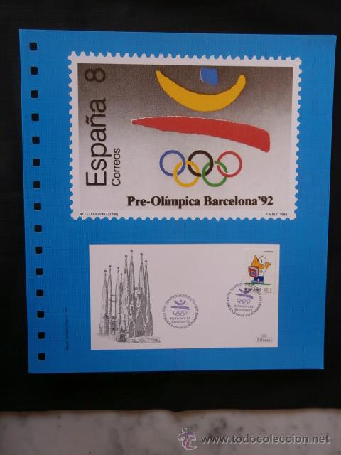 Sellos: DOCUMENTO FILATELICO  PRE-OLIMPICA BARCELONA  92   OLYMPHILEX