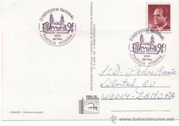 Sellos: Matasello especial, Filamoder, Vigo 1991. - Foto 1