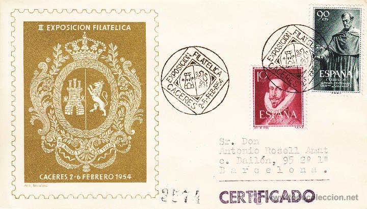Sellos: SOBRE: 1954 Caceres. II Exposicion Filatelica - Foto 1
