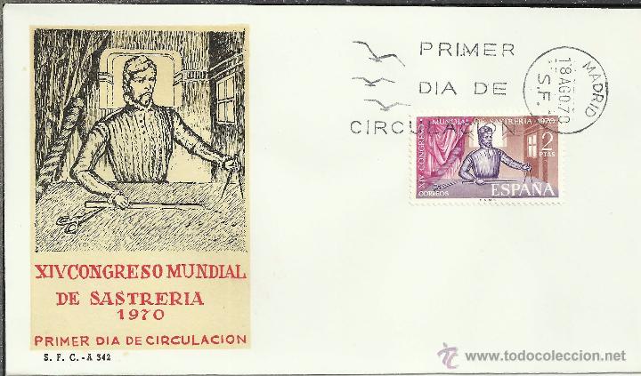 Sellos: MADRID SPD FDC CONGRESO DE SASTERIA 1970 TEXTIL - Foto 1