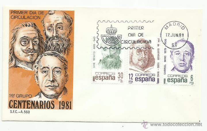 Sellos: SPD 1981 CENTENARIOS . SAN BENITO , FCO DE QUEVEDO Y GABRIEL MIRO