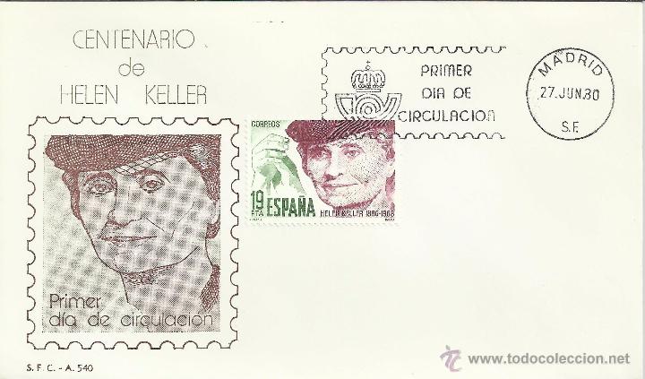 Sellos: ESPA&Ntilde;A SPD FDC HELLEN KELLER CIEGO - Foto 1
