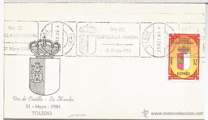 Sellos: TOLEDO CC CON MAT RODILLO DIA DE LA CASTILLA LA MANCHA 1984 - Foto 1