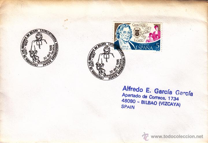 Sellos: SOBRE: 1988 BILBAO. CENTENARIO DE LOS HERMANOS DE LA SALLE - Foto 1