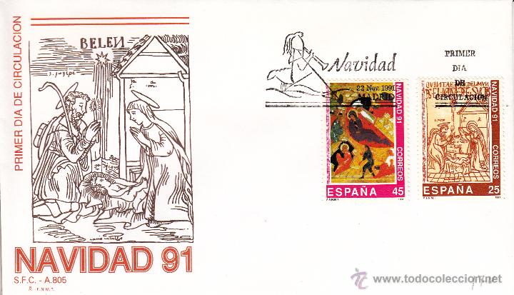 Sellos: SOBRE: 1991 MADRID. NAVIDAD - Foto 1