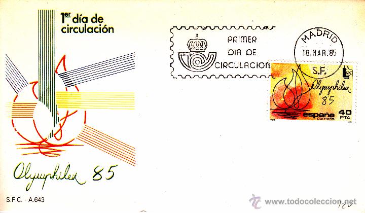 Sellos: SOBRE: 1985 MADRID. OLYMPHILEX-85 - Foto 1