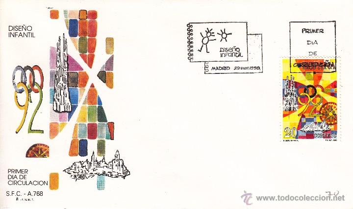 Sellos: SOBRE: 1990 MADRID. DISE&Ntilde;O INFANTIL - Foto 1