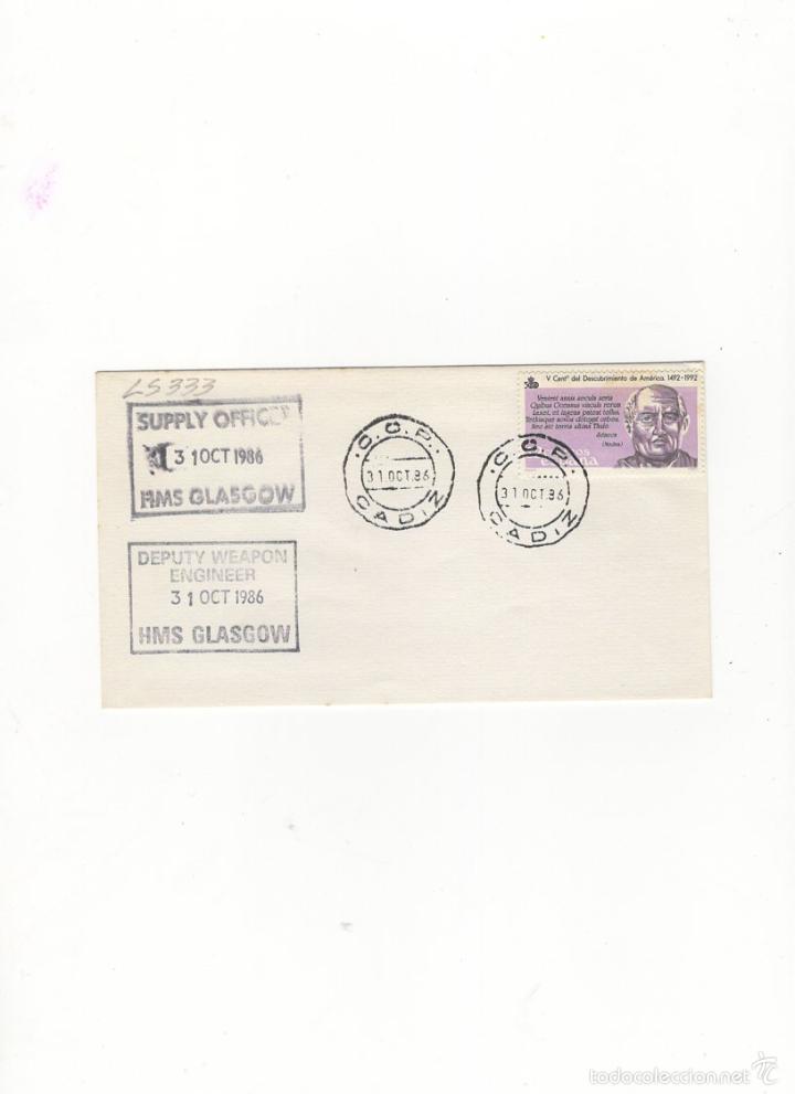 Stamps: SOBRE.HMS GLASGOW, DEPUTY WEAPON ENGINEER, 1986.