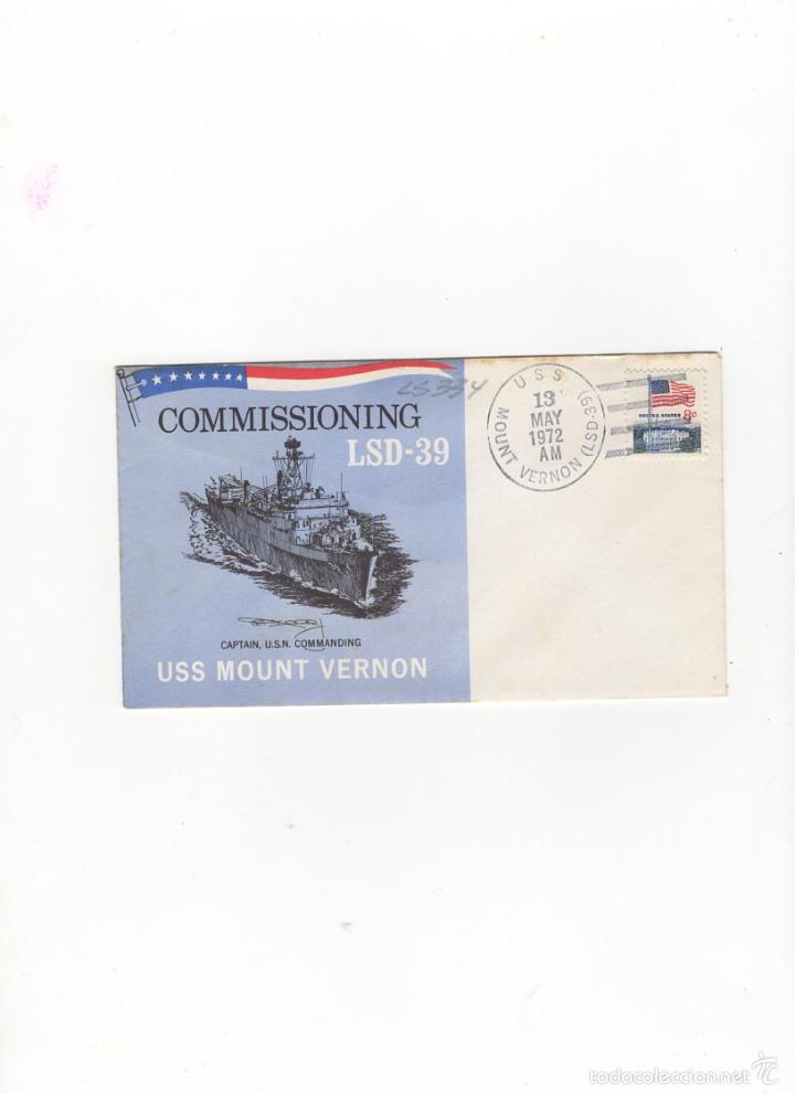 Stamps: SOBRE.USS MOUNT VERNON ,COMMISSIONING LSD 39,UNITED STATE ,1972.