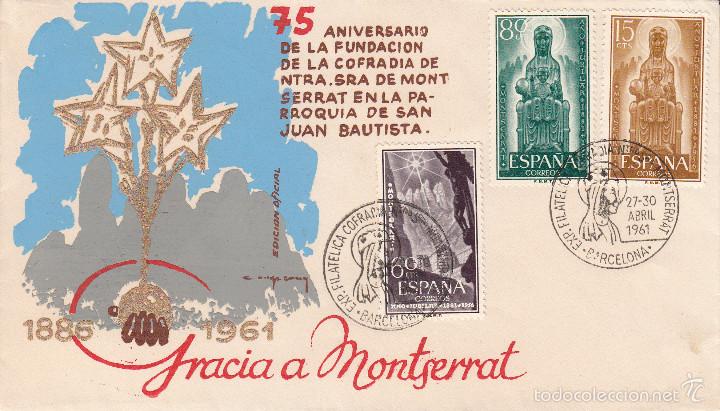 Sellos: MATASELLOS 75 ANIVERSARIO COFRADIA MONTSERRAT EN LA PARROQUIA S.JUAN BAUTISTA-BARCELONA 1961