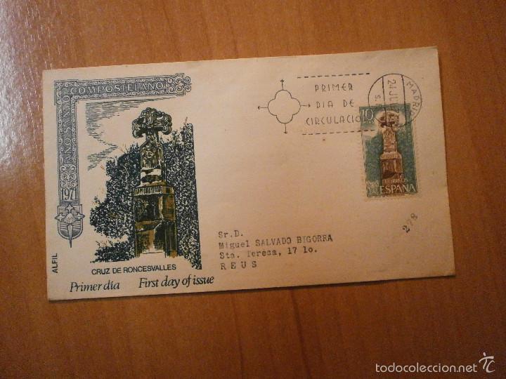 Sellos: SOBRE PRIMER DIA CIRCULACION CRUZ DE RONCESVALLES