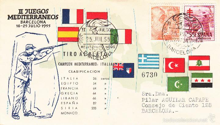 Sellos: MATASELLOS-DEPORTE- -TIRO AL PLATO - II JUEGOS MEDITERR&Aacute;NEOS -BARCELONA- ---1955----