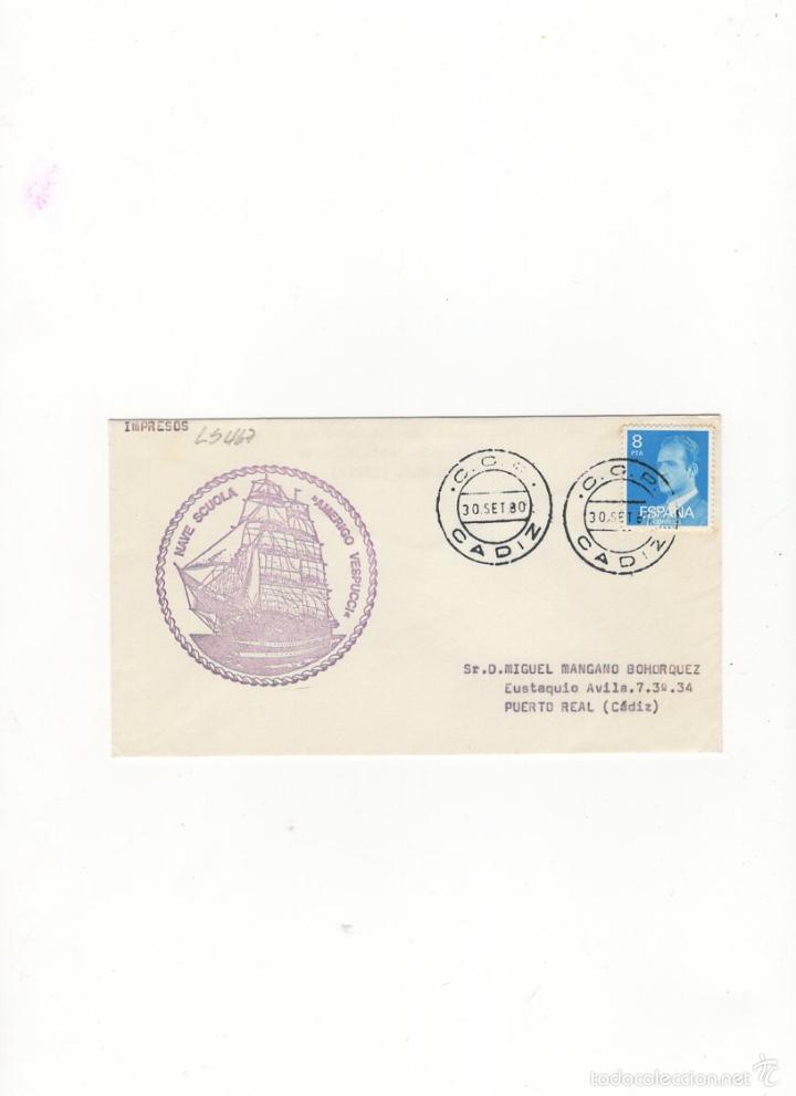 Briefmarken: SOBRE. NAVE SCUOLA &acute;&acute;AMERICO VESPUCCI&acute;&acute;, ESPA&Ntilde;A, 1980.