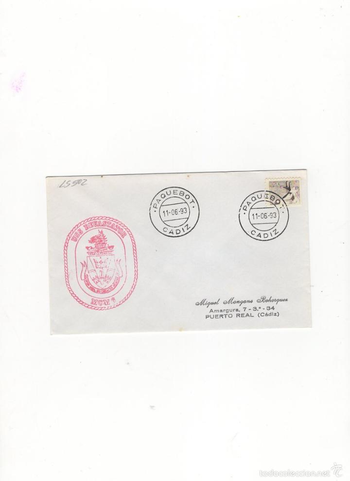 Sellos: SOBRE. USS DEVASTADOR, MCM6, USA, 1993. - Foto 1