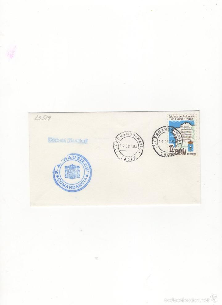 Sellos: SOBRE. CORBETA NAUTILUS, -COMANDANCIA -,CADIZ, 1984. - Foto 1