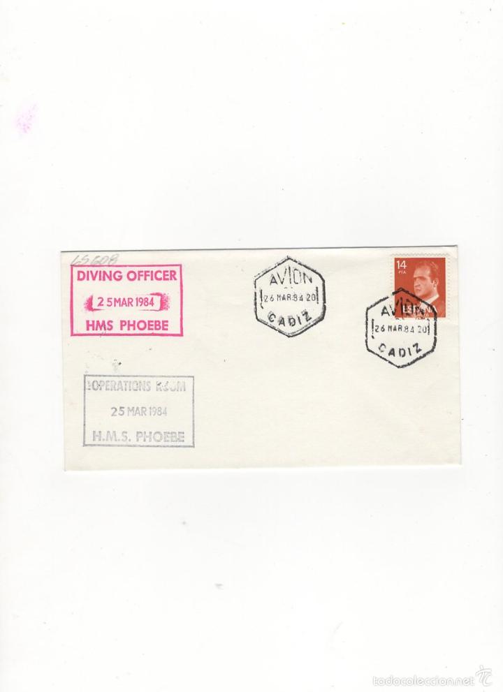 Sellos: SOBRE. OPERATIONS KCOM, H.M.S. PHOEBE, ESPA&Ntilde;A, 1984. - Foto 1