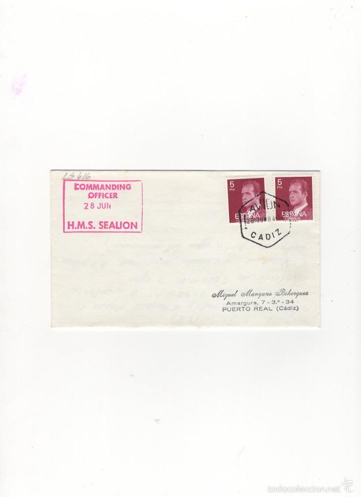 Sellos: SOBRE. H.M.S. SEALION, COMMANDING OFFICER, ESPA&Ntilde;A, 1984. - Foto 1