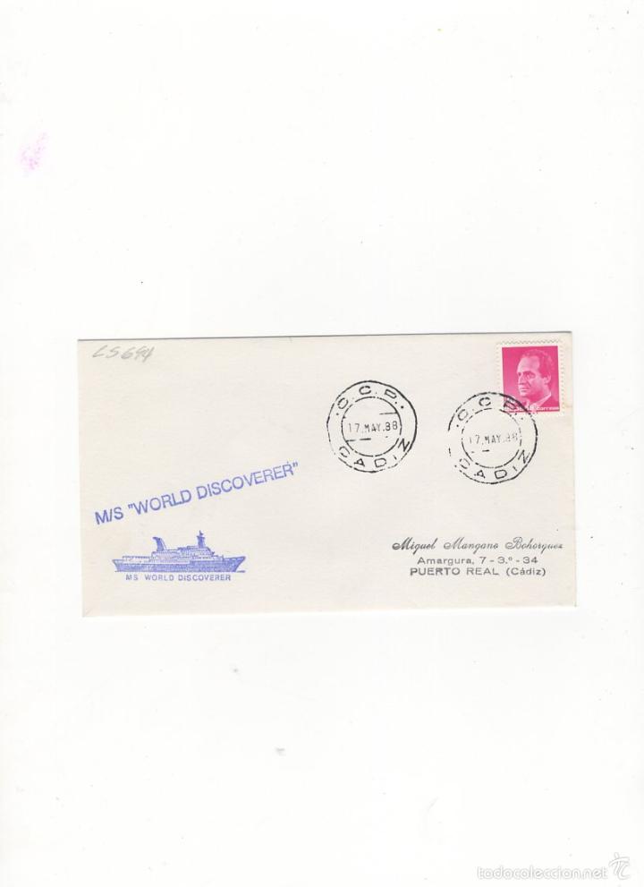Sellos: SOBRE. M/S &acute;&acute;WORLD DISCOVERER&acute;&acute;, 1988. - Foto 1