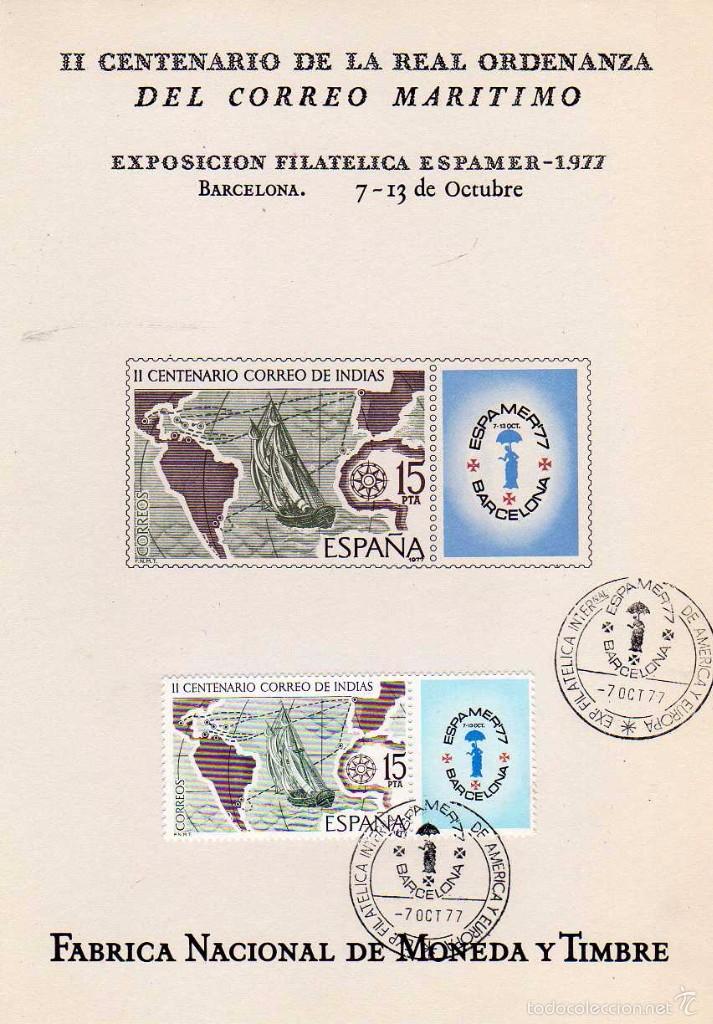 Sellos: POSTAL II CENTENARIO DE LA REAL ORDENANZA DEL CORREO MARITIMO - Foto 1