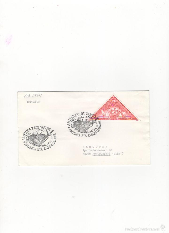 Francobolli: SOBRE. EXPOFILCA, AMERICA Y LOS VASCOS, GETXO-92, MAIATZA, 1992.