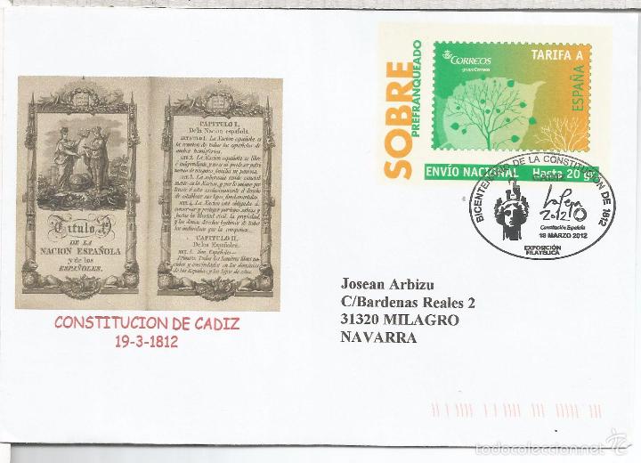 Sellos: ENTERO POSTAL MAT CONSTITUCION DE 1812 DE CADIZ - Foto 1