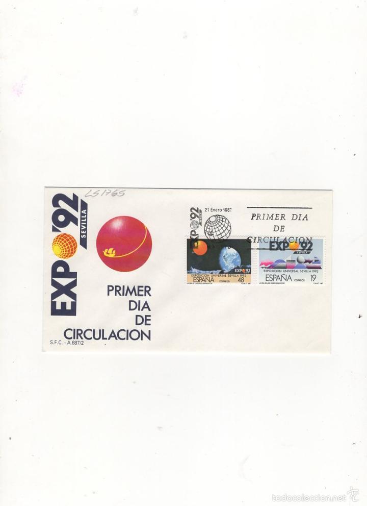 Sellos: SOBRE PRIMER DIA DE CIRCULACION, EXPO &acute;92 SEVILLA, 1987.