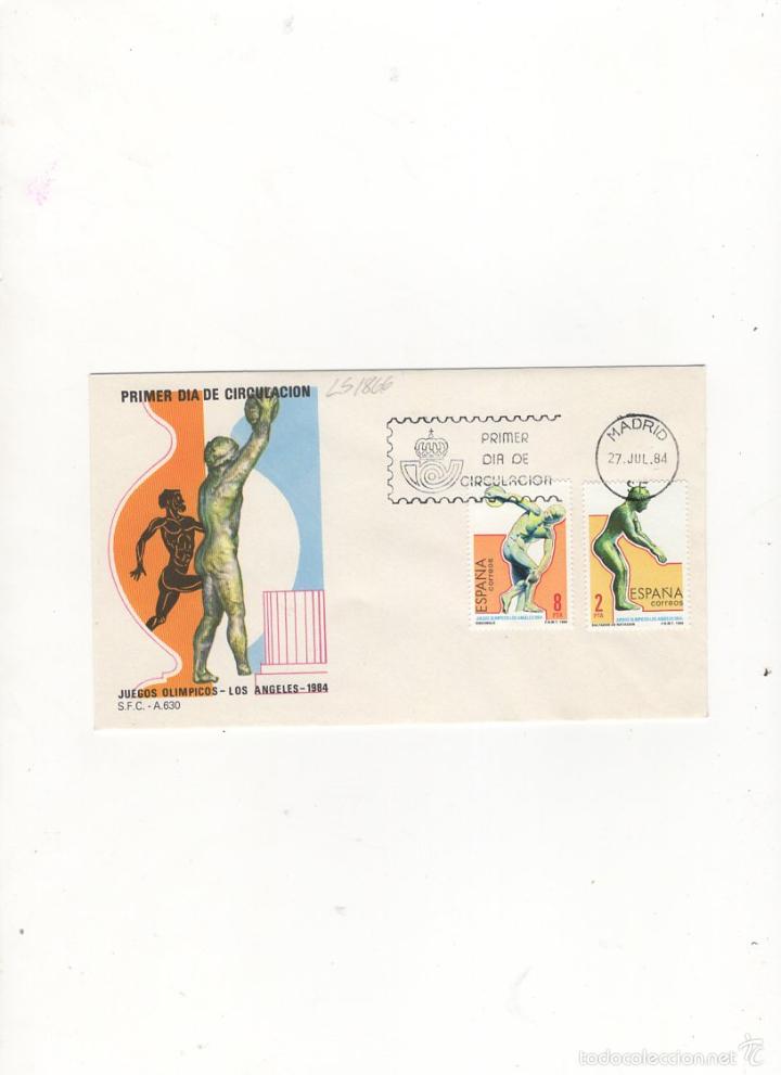 Sellos: SOBRE PRIMER DIA DE CIRCULACION, JUEGOS OLIMPICOS LOS ANGELES, MADRID, 1984.