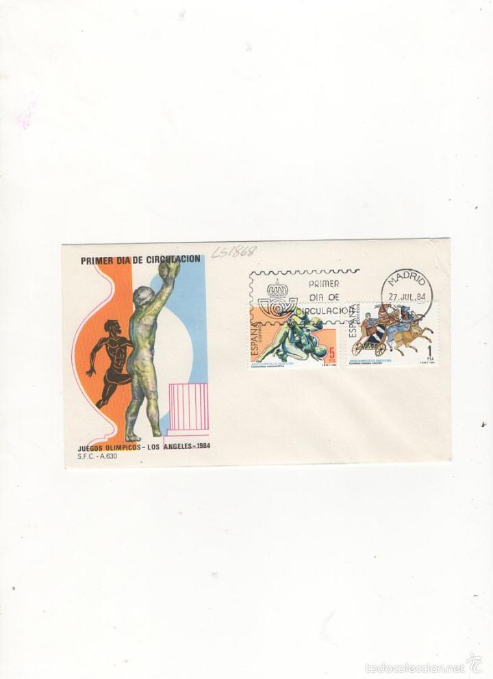 Sellos: SOBRE PRIMER DIA DE CIRCULACION, JUEGOS OLIMPICOS LOS ANGELES, MADRID, 1984.