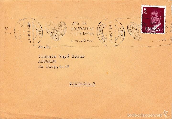 Timbres: 1980 VALENCIA.MES DE SOLIDARITAT CIUDADANA MATASELLOS ESPECIAL. SOBRE CIRCULADO.