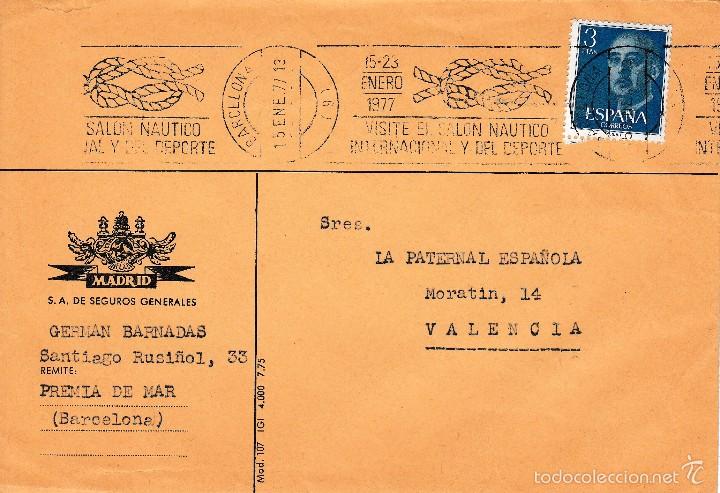 Sellos: 1977 BARCELONA.SALON NAUTICO INTERNACIONAL Y DEL DEPORTE MATASELLOS ESPECIAL SOBRE CIRCULADO