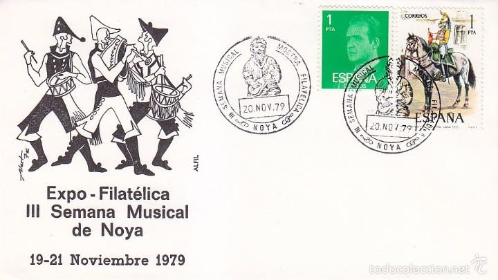 Sellos: MUSICA III SEMANA MUSICAL, NOYA (LA CORU&Ntilde;A) 20 NOVIEMBRE 1979. RARO MATASELLOS EN SOBRE DE ALFIL