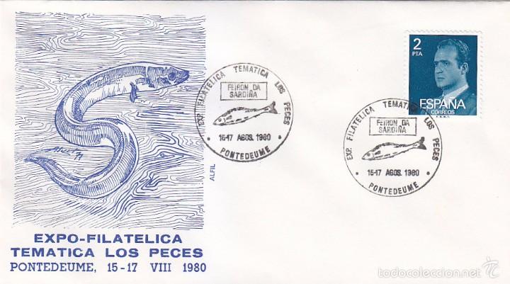 Sellos: FEIRON DA SARDI&Ntilde;A LOS PECES EXPOSICION, PONTEDEUME (LA CORU&Ntilde;A) 1980. RARO MATASELLOS EN SOBRE ALFIL