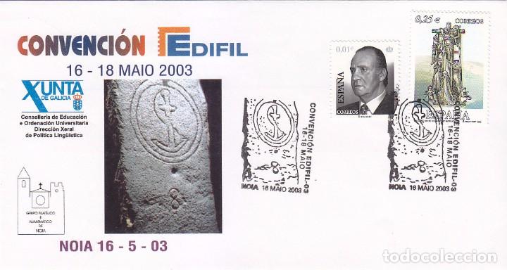 Sellos: CONVENCION EDIFIL, NOIA NOYA (A CORU&Ntilde;A) 2003. MATASELLOS EN SOBRE ILUSTRADO RARO ASI VER DESCRIPCION