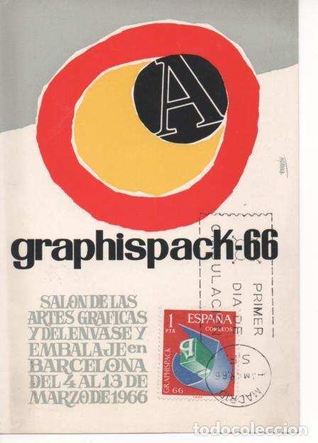 Sellos: GRAPHISPACK. TARJETA MAXIMA. MADRID 1966 - Foto 1