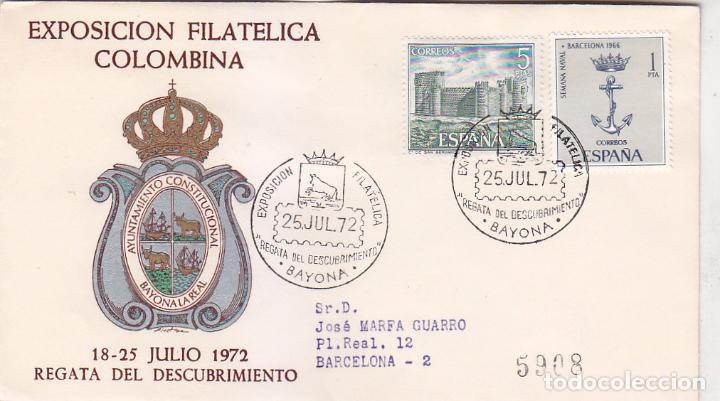 Francobolli: COLON REGATA DESCUBRIMIENTO EXPOSICION COLOMBINA, BAYONA (PONTEVEDRA) 1972 MATASELLOS EN SOBRE ALFIL