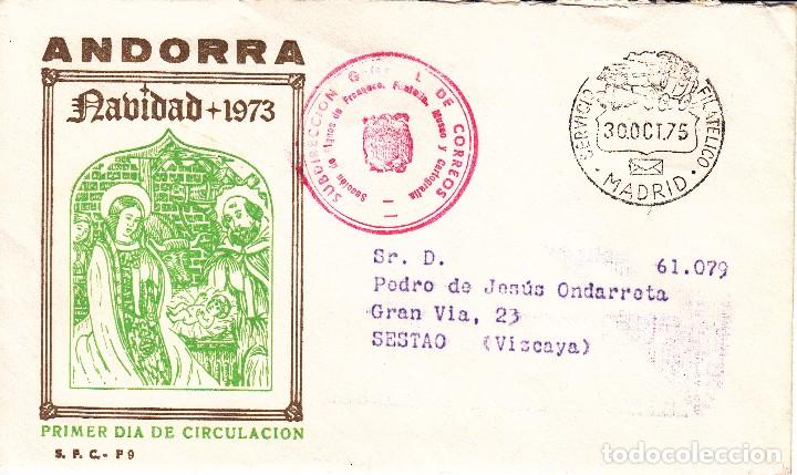 Sellos: SOBRE: 1973 ANDORRA. NAVIDAD - Foto 1
