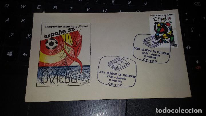 Sellos: SOBRE COPA MUNDIAL DE FUTBOL ESPA&Ntilde;A 82. CHILA-AUSTRIA 17 DE JULIO DE 1982.