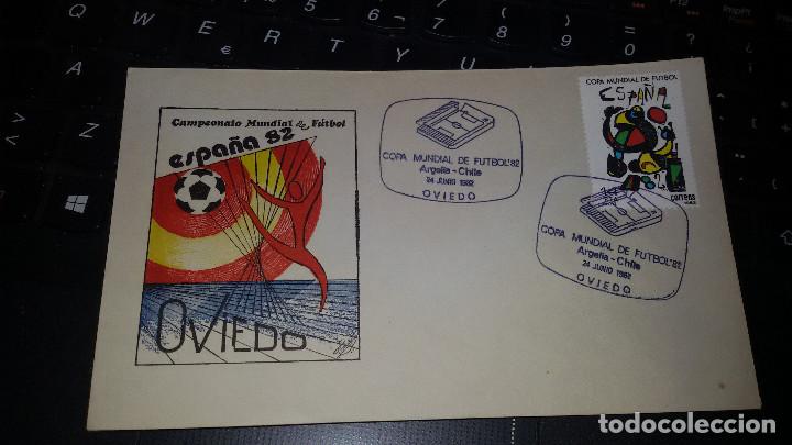 Sellos: SOBRE COPA MUNDIAL DE FUTBOL ESPA&Ntilde;A 82. ARGELIA-CHILE 24 DE JULIO DE 1982.