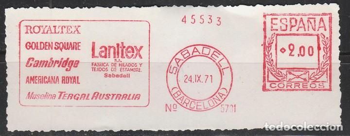 Sellos: FRANQUEO MEC&Aacute;NICO N&ordm; 5781, LANITEX (SABADELL) - Foto 1