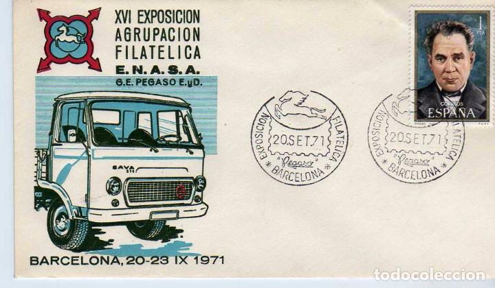 Sellos: SOBRE CONMEMORATIVO-EXPOSICION PEGASO-ENASA-20-9-71