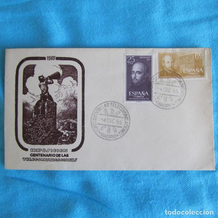 Briefmarken: 1955. Sobre primer d&iacute;a Exposici&oacute;n Centenario de las Telecomunicaciones